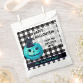 Sachets En Papier Happy Halloween Turquoise Citrouille et Plaid (Coupé)