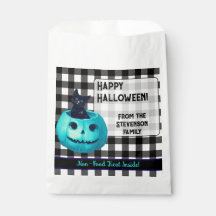Happy Halloween Turquoise Citrouille et Plaid