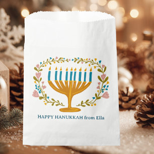 Sachets En Papier HAPPY HANOUKKA fleurie couronne juive FÊTE PERSONN