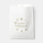 Sachets En Papier Happy Hanoukka or blanc personnalisé nom de famill (Devant)