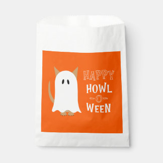 Sachets En Papier Happy Howl-o-ween chien fantôme Orange Halloween