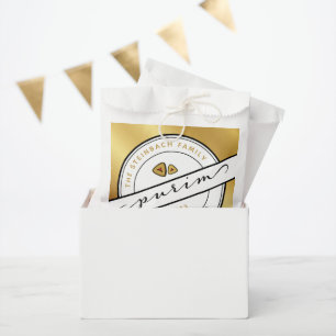 Sachets En Papier HAPPY PURIM Script PurimBags avec Or