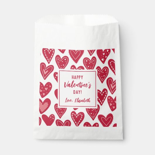 Sachets En Papier Happy Valentines Day Kids Classrooom Red Hearts (Devant)