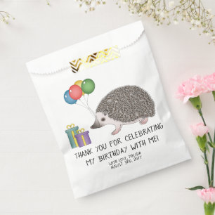 Sachets En Papier Hérisson pygmée africain avec ballons d'anniversai