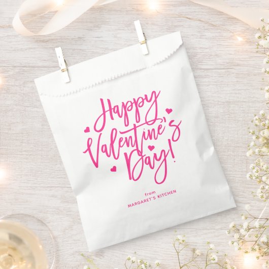 Sachets En Papier Heureuse Sainte-Valentin de script de calligraphie (Coupé)