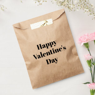 Sachets En Papier Heureuse Sainte-Valentin noir typographie moderne