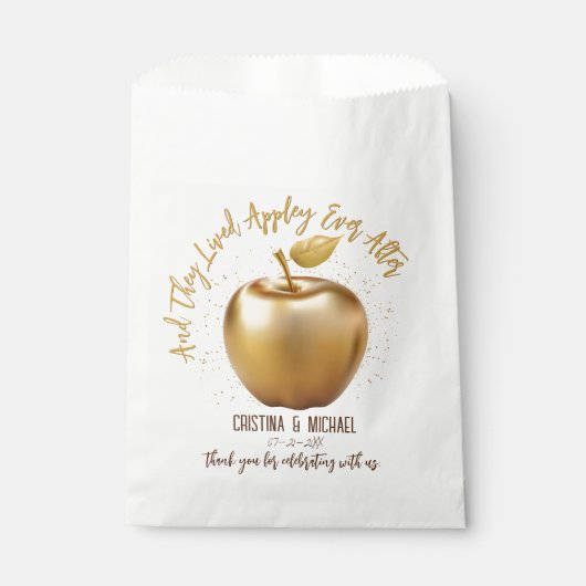 Sachets En Papier Heureux Jamais après Caramel Apple Mariage (Devant)