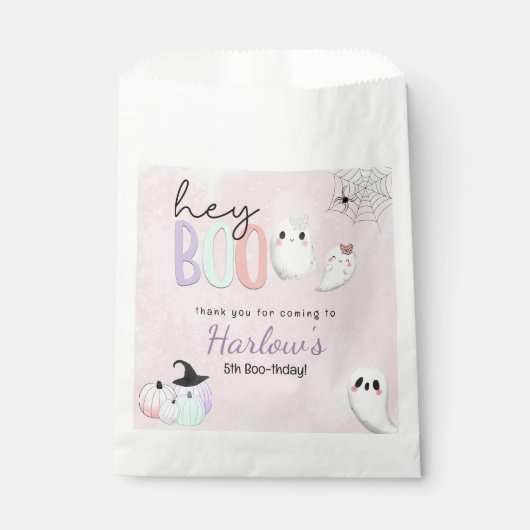 Sachets En Papier Hey Boo Ghost Pastel Halloween Anniversaire (Devant)