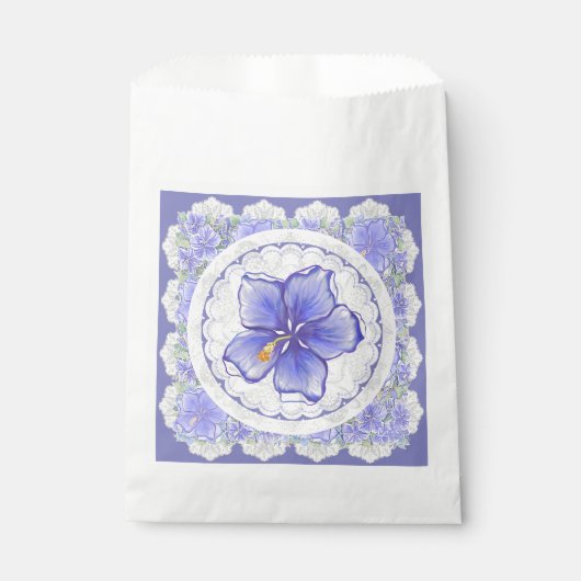 Sachets En Papier Hibiscus & dentelle BLEU (Devant)
