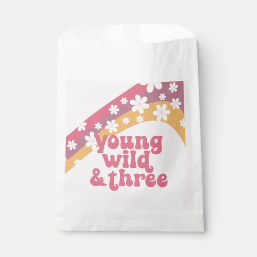 Sachets En Papier hippie Daisy Young Wild et trois Anniversaire (Devant)