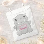 Sachets En Papier Hippo fête d'anniversaire rose (Coupé)