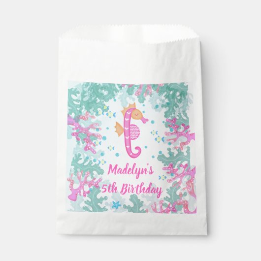 Sachets En Papier Hippocampe sous la mer Anniversaire (Devant)