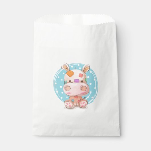 Sachets En Papier Hippopotame Patchwork Bleu (Devant)