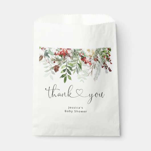 Sachets En Papier Hiver à feuillage persistant baby shower de feuill (Devant)