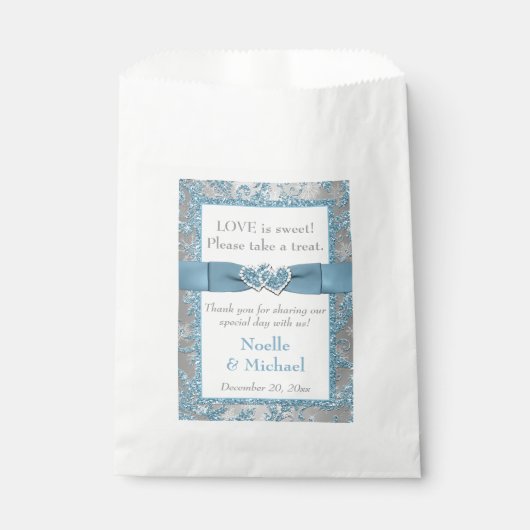 Sachets En Papier Hiver Mariage Favor Sac | Winter Wonderland Blue (Devant)