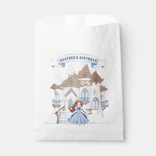 Sachets En Papier Hiver neige Red Haired Princess Anniversaire (Devant)