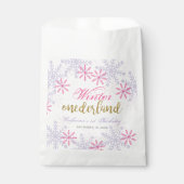 Sachets En Papier Hiver Onederland 1er anniversaire Purple Pink Neig (Devant)