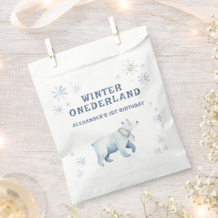 Sachets En Papier Hiver Onederland Ours Polaire 1er Anniversaire