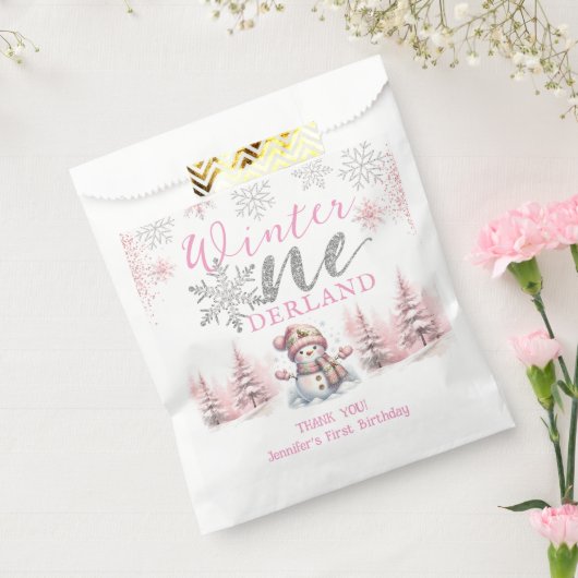 Sachets En Papier Hiver Onederland Pink Silver Parties scintillant 1 (Scellé)