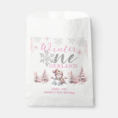 Sachets En Papier Hiver Onederland Pink Silver Parties scintillant 1 (Devant)