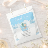 Sachets En Papier Hiver Ours Bleu Baby shower coudre Merci (Coupé)