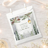 Sachets En Papier Hiver Pins Rustiques Lanterne Mariage botanique (Coupé)