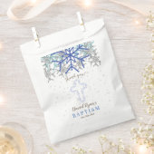 Sachets En Papier Hiver Silver Navy Blue Snowflake Baptism Invitatio (Coupé)