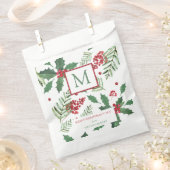Sachets En Papier Holly Berry Joyeux Monogramme de Noël (Coupé)