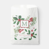 Sachets En Papier Holly Berry Joyeux Monogramme de Noël (Devant)