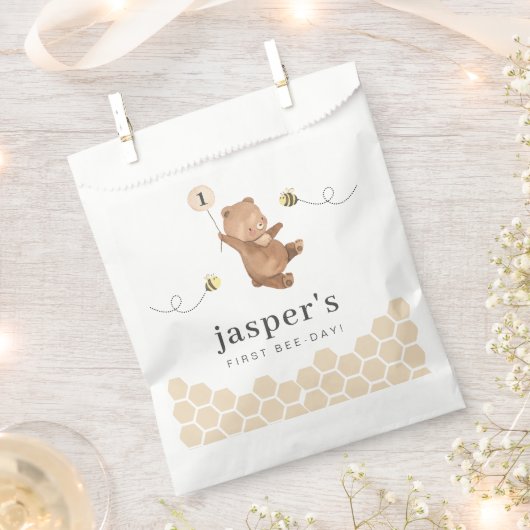 Sachets En Papier Honey Bear First Bee day (Coupé)