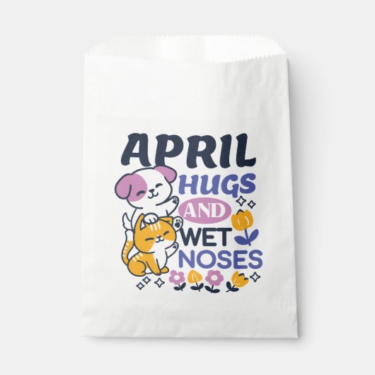 Sachets En Papier Hugs d'avril et nez mouillé - Cute chien et chat a (Devant)