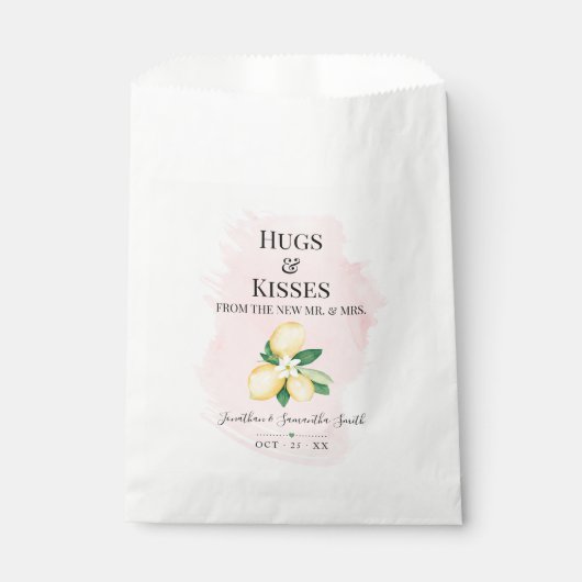 Sachets En Papier Hugs & Kisses de la nouvelle Mme Lemons Douche ros (Devant)