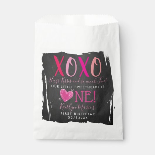 Sachets En Papier Hugs & Kisses (XOXO) Valentine's Day 1st Birthday (Devant)