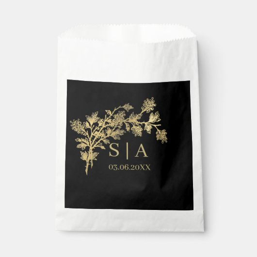 Sachets En Papier Huile d'or sur mesure Luxe Botanographie Monogramm (Devant)