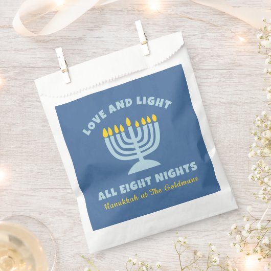 Sachets En Papier Huit nuits juives "Amour et Lumière" d'Hanoukka (Coupé)