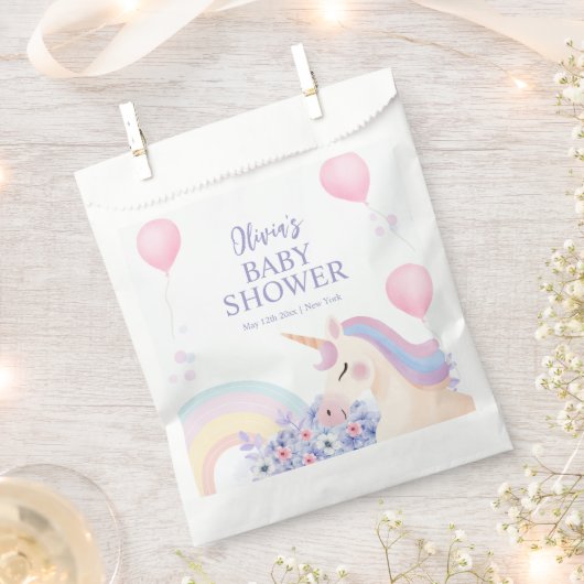 Sachets En Papier Hydrangea Balloon Rainbow Unicorn Baby shower (Coupé)