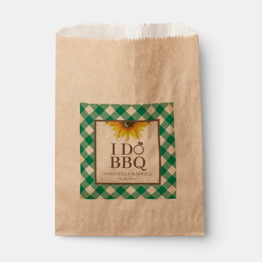Sachets En Papier I Do BBQ Green En vichy et tournesol (Devant)