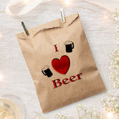 Sachets En Papier I Heart Beer Design (Coupé)