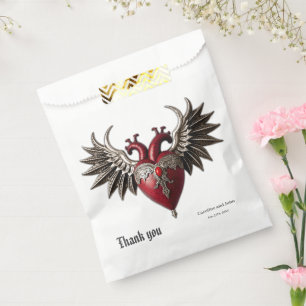 Sachets En Papier Icône gothique romantique : coeur, rose, crâne.