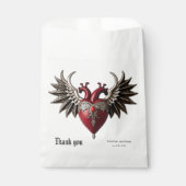 Sachets En Papier Icône gothique romantique : coeur, rose, crâne. (Devant)