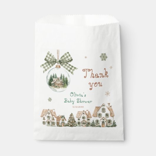 Sachets En Papier Il faut un village Baby shower Merci (Devant)