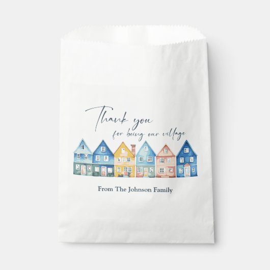 Sachets En Papier "Il Faut Un Village" Douche Merci (Devant)