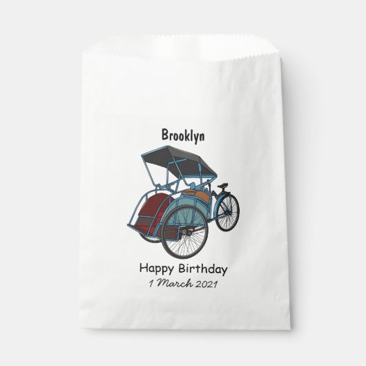 Sachets En Papier Illustration de cyclo-pousse (Devant)