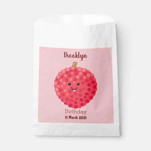 Sachets En Papier Illustration de litchee rose mignon (Devant)