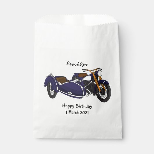 Sachets En Papier Illustration de moto pourpre Sidecar (Devant)