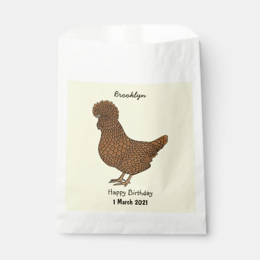 Sachets En Papier Illustration de poulet à la polis chamois (Devant)