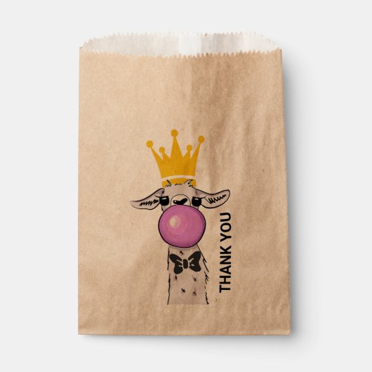 Sachets En Papier Illustration drôle de lama soufflant une bulle ros (Devant)