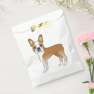 Sachets En Papier Illustration d'un chien Boston Terrier fauve et bl