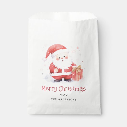 Sachets En Papier Image d'aquarelle Père Noël jolie Joyeux Noël (Devant)