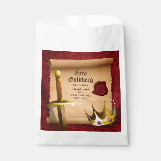 Sachets En Papier Imaginaire Couronne Épée Chevalier Médiéval Bar Mi (Devant)